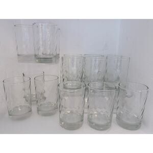 Retro Swirl Clear Glass Juice Glasses Set 15 Brunch Cocktail Wine Tasting Party
